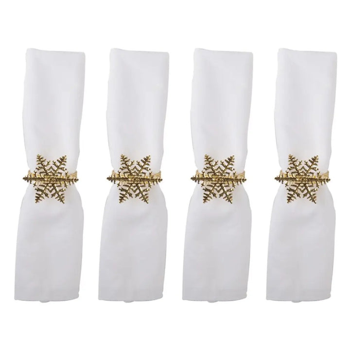 Gold Snowflake Napkin Rings - Set of 4