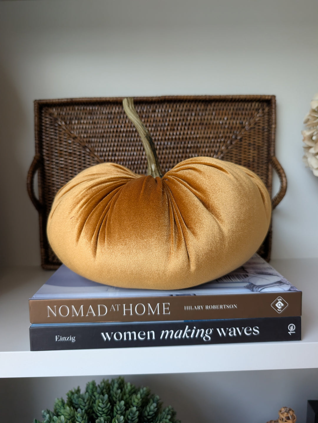 Decorative Velvet Pumpkin Orange 28cm
