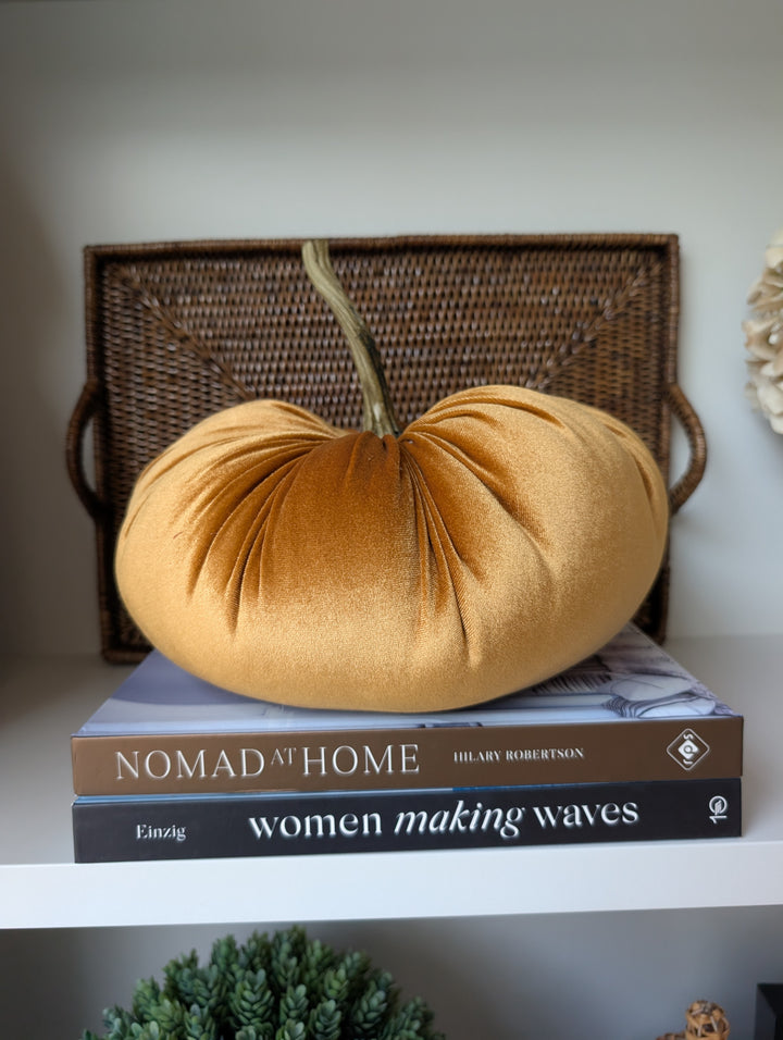 Decorative Velvet Pumpkin Orange 28cm