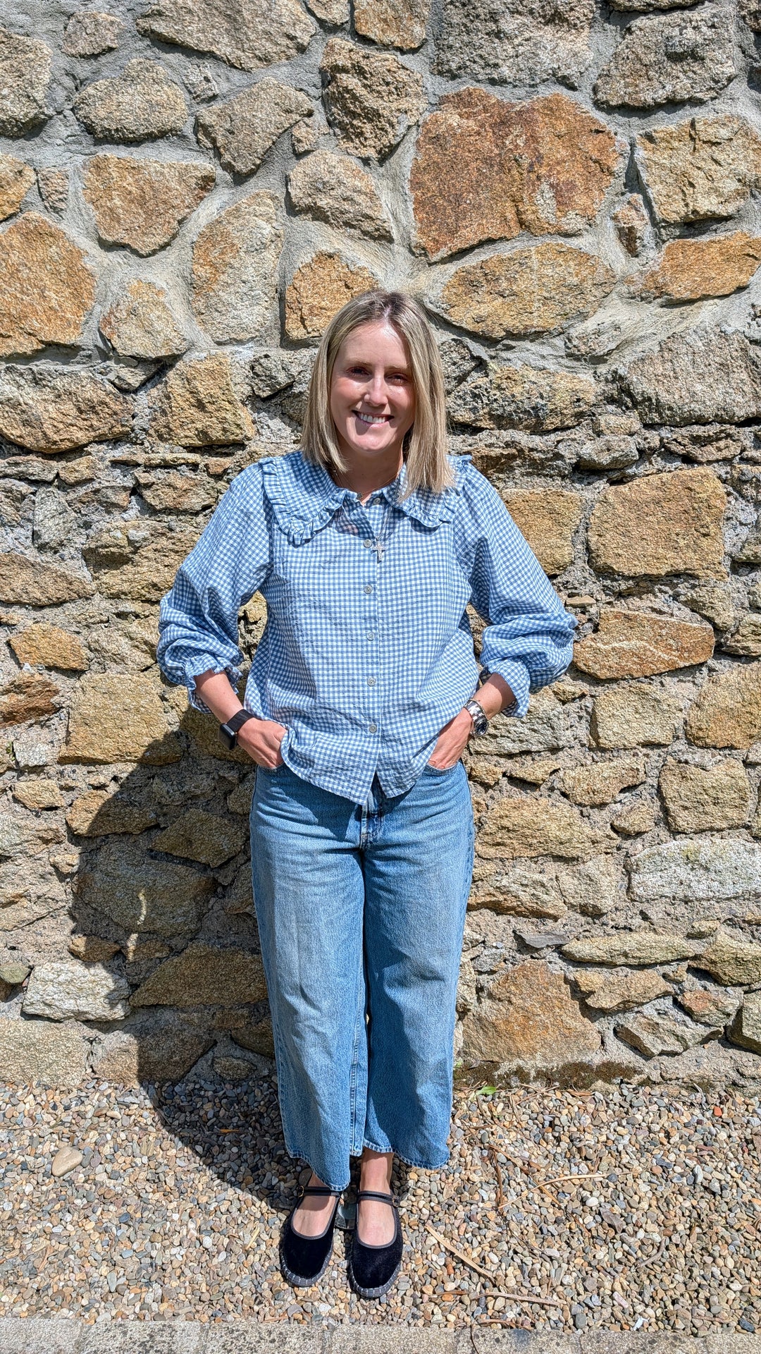 Blue gingham Blouse-Shirts & Tops-LNH Edit