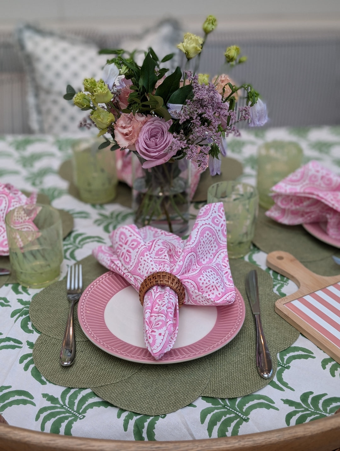 Round Green Jute Placemat