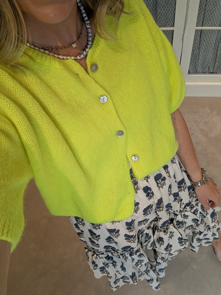 Neon Short Sleeve Mohair Cardi--LNH Edit