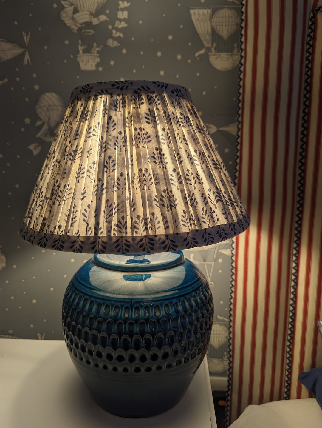 Sofia Blue Empire Pleated Lampshade