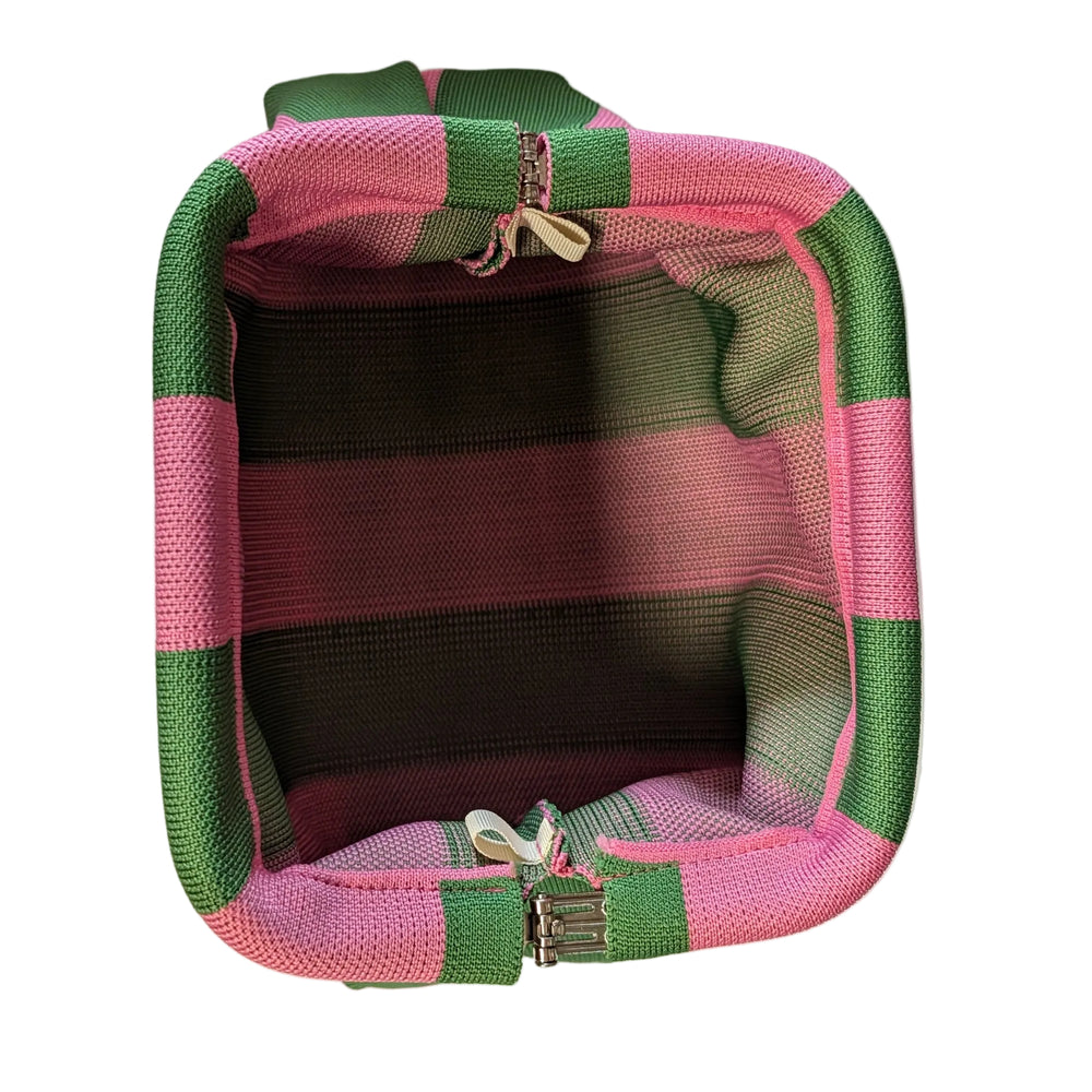 Pink / Green Stripe Clutch Bag-Tote Bags-LNH Edit