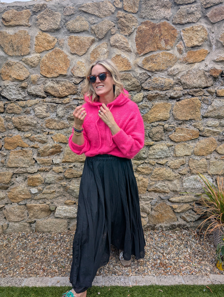 Kid Mohair Hooded Cardigan fuchsia