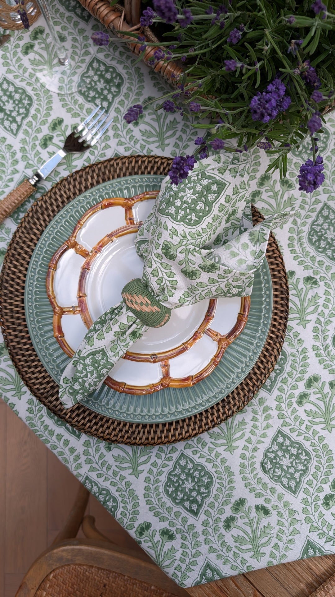 Trellis Green Rectangular Tablecloth