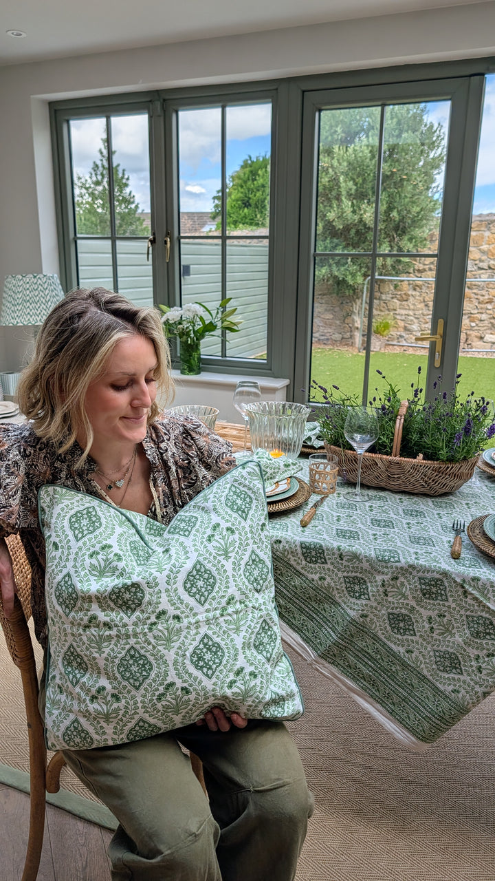 Trellis Green Cushion Cover