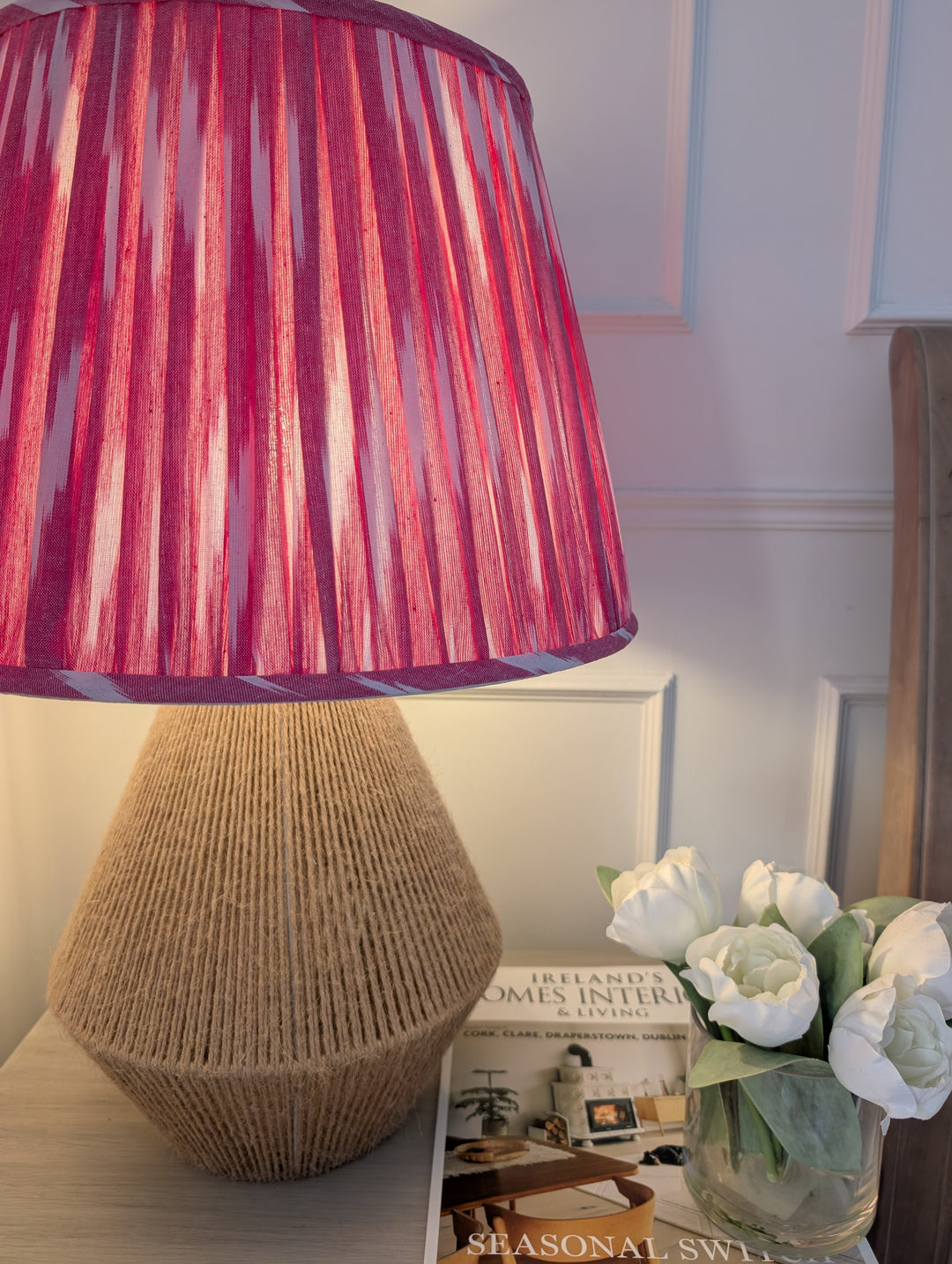 Pink Ikat Pleated Lampshade-Lampshades-LNH Edit