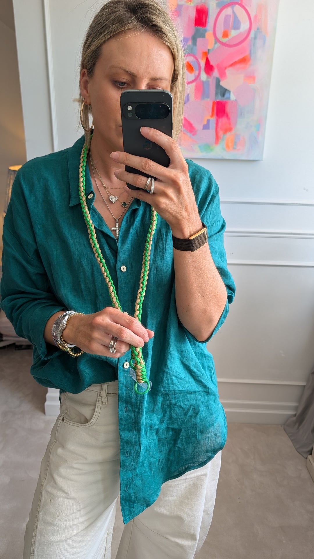 LIME GREEN ROPE LONG PHONE CHAIN