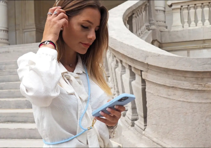 Blue Phone Cord with Universal Strap – Fits All Cases