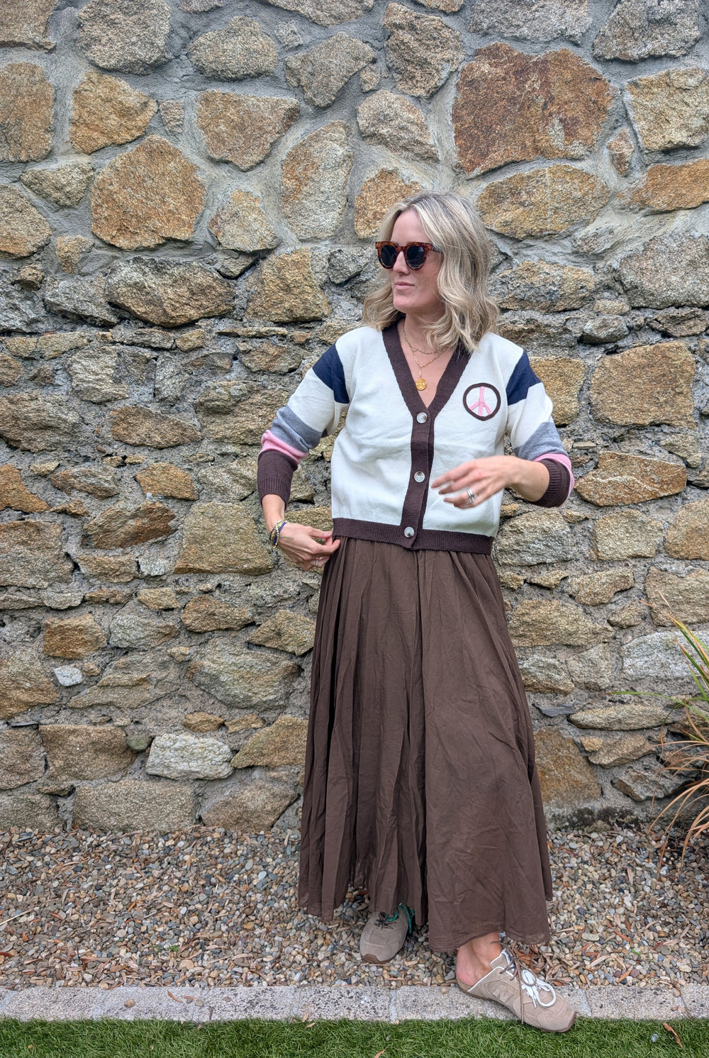 Multicolored peace cardigan-Shirts & Tops-LNH Edit