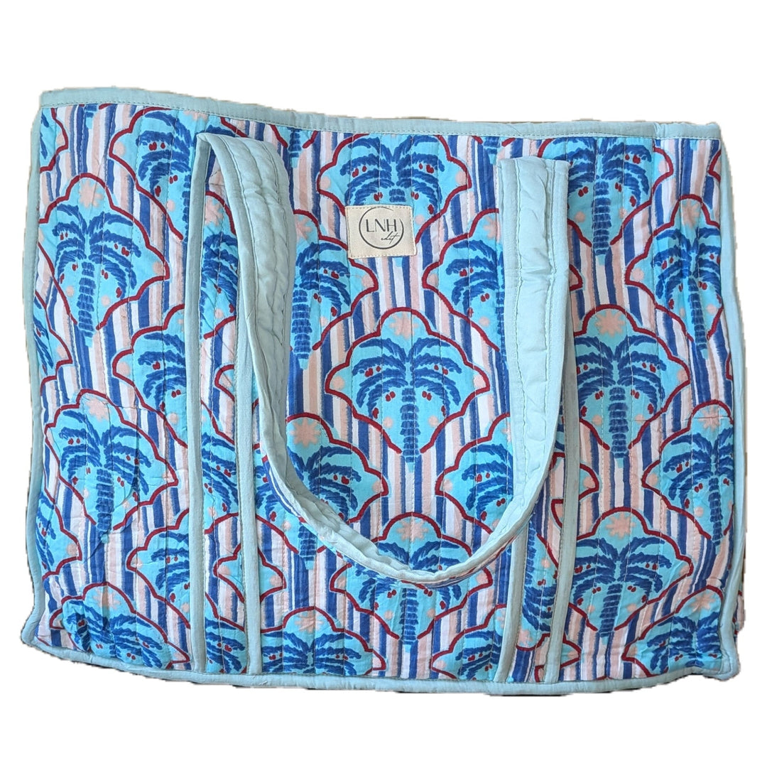 Blue palm Tote