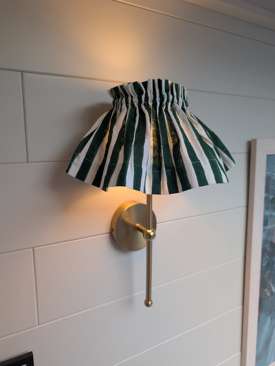 Ivy Green Stipe Lampshade Cover