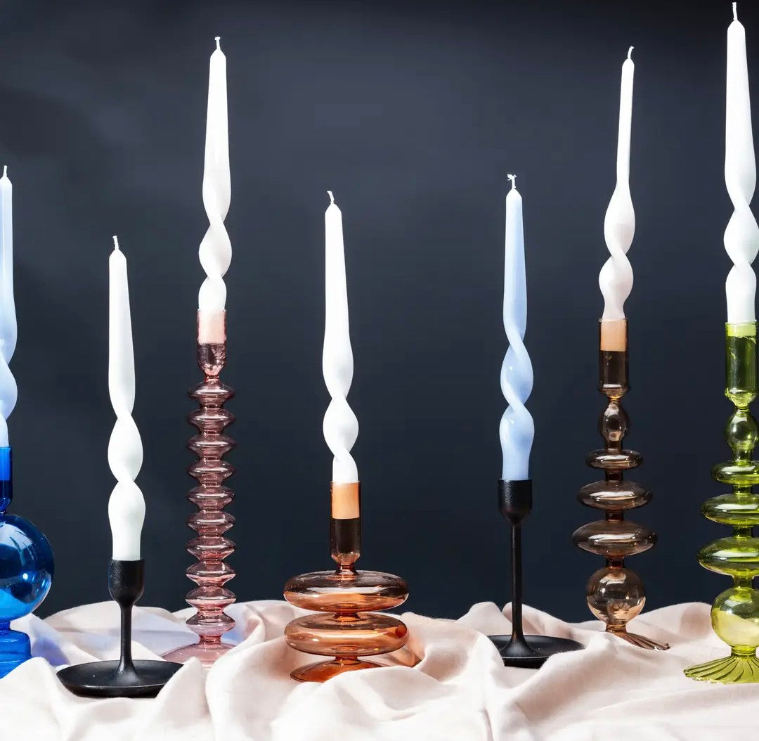 Twisted tapered candles Ice white