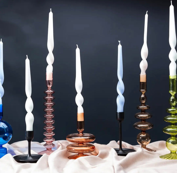 Twisted tapered candles Ice white