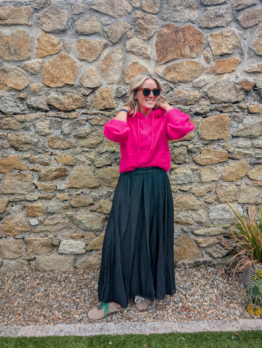 Kid Mohair Hooded Cardigan fuchsia