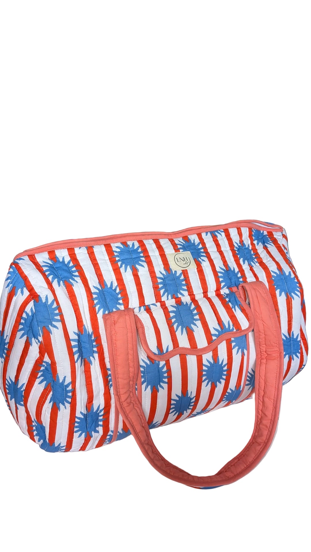 Red stripe sun Large Duffle Bag