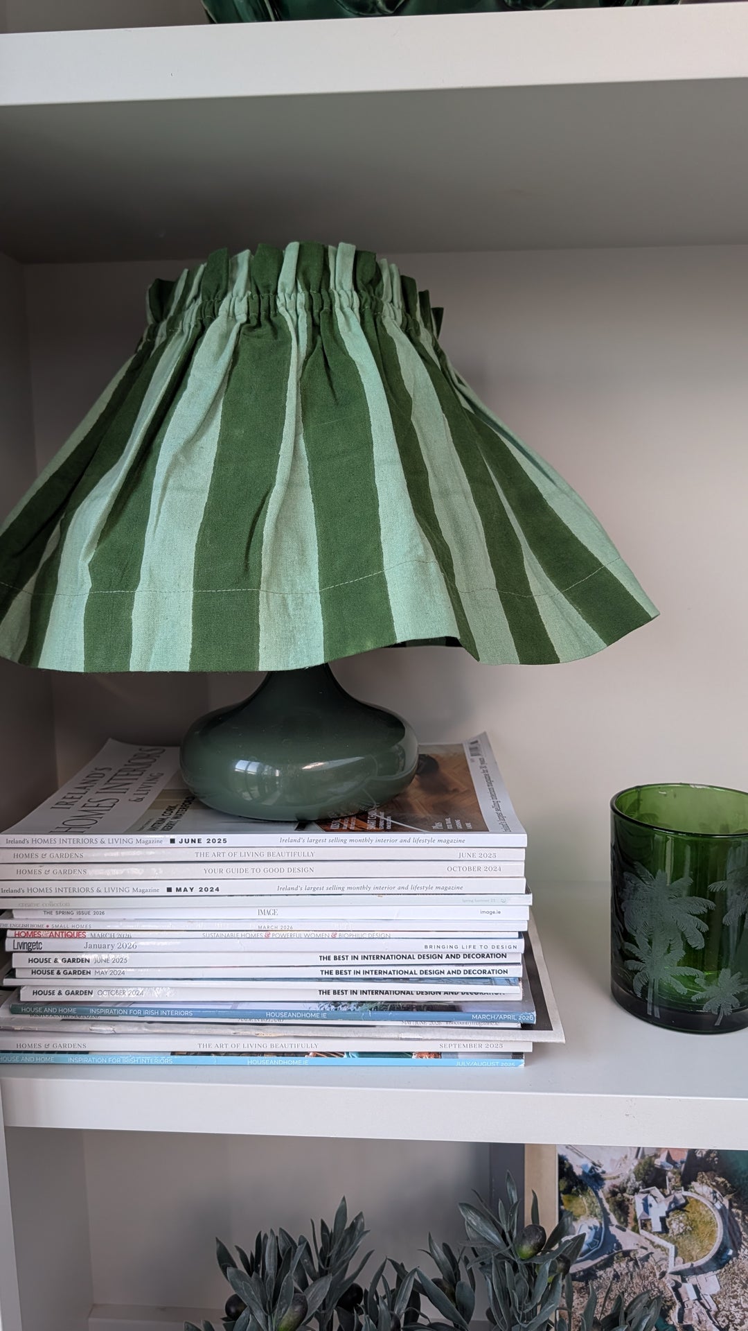 Large green stripe Lampshade Cover
