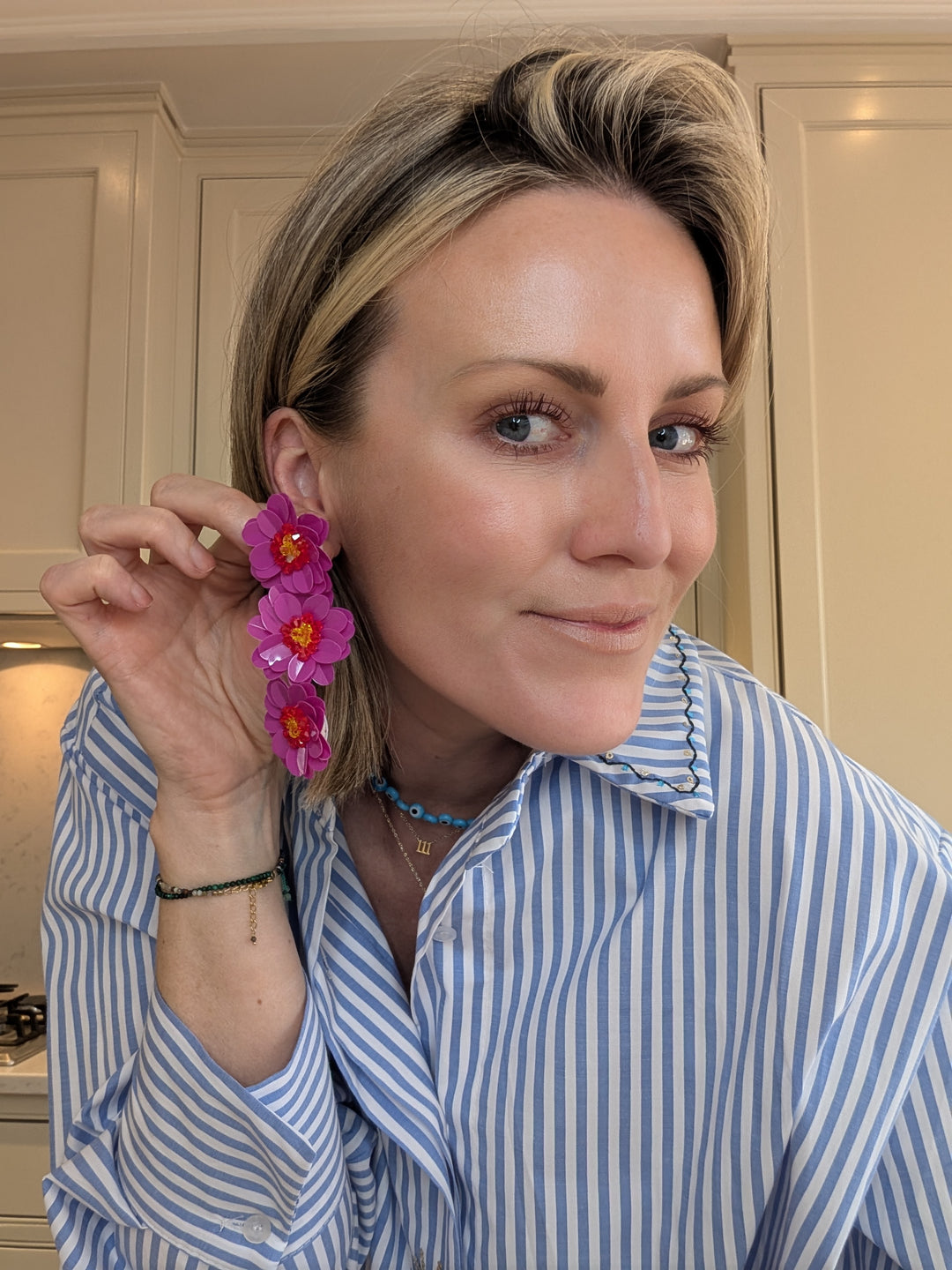 Pink Flower Earrings