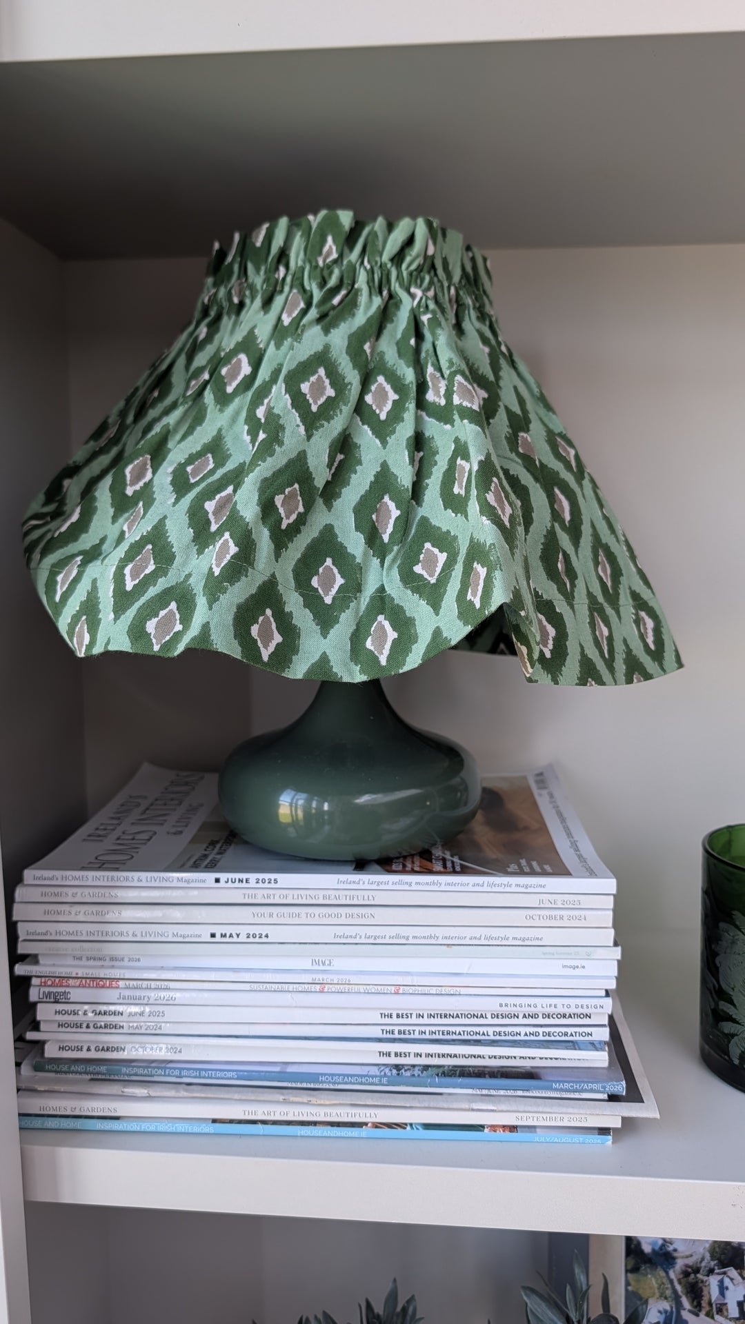 Large Ikat green Lampshade Cover