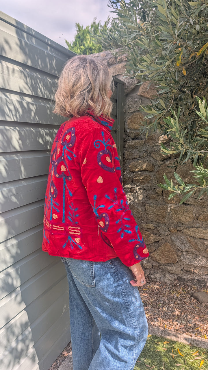 Embroidered Velvet Suzani Jacket | No. 087-Jackets &amp; Coats-LNH Edit