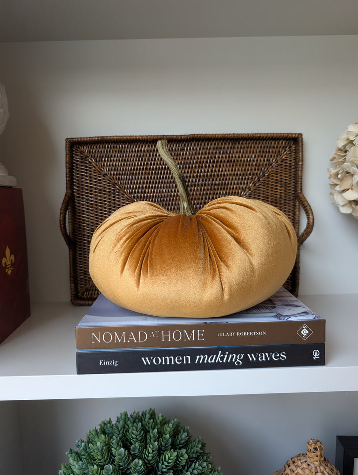 Decorative Velvet Pumpkin Orange 28cm