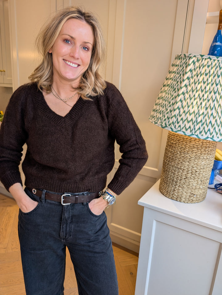 Mohair V Neck Knitted Sweater