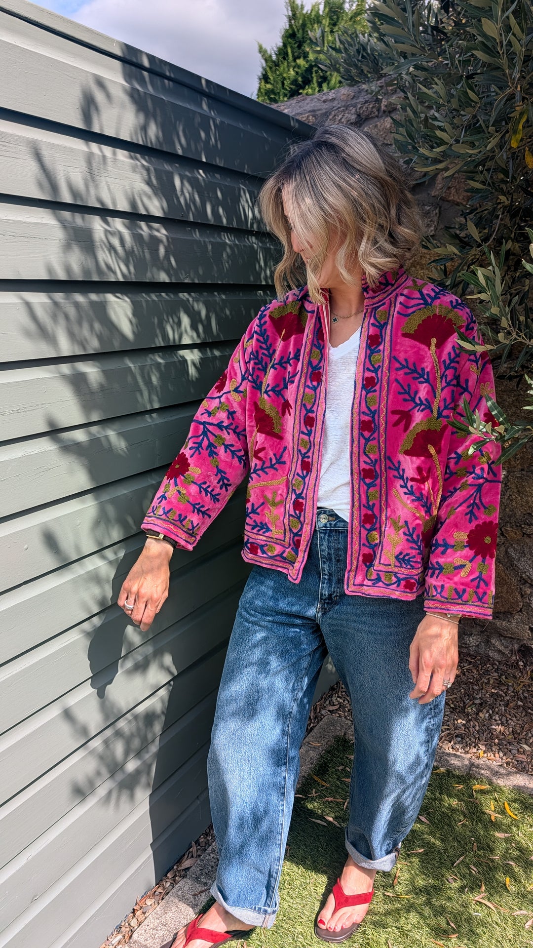 Embroidered Velvet Suzani Jacket | No. 076-Jackets &amp; Coats-LNH Edit