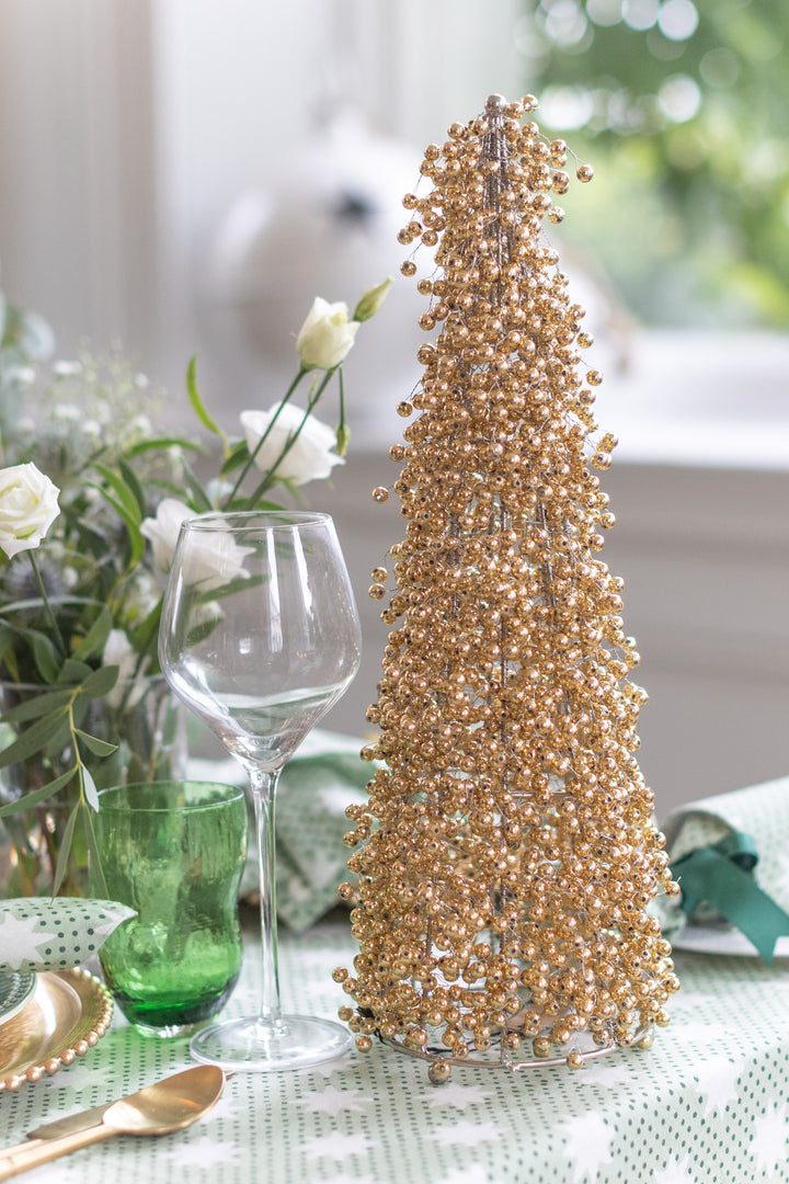 Gold Beaded Christmas Trees – Small & Large (Sold Individually)