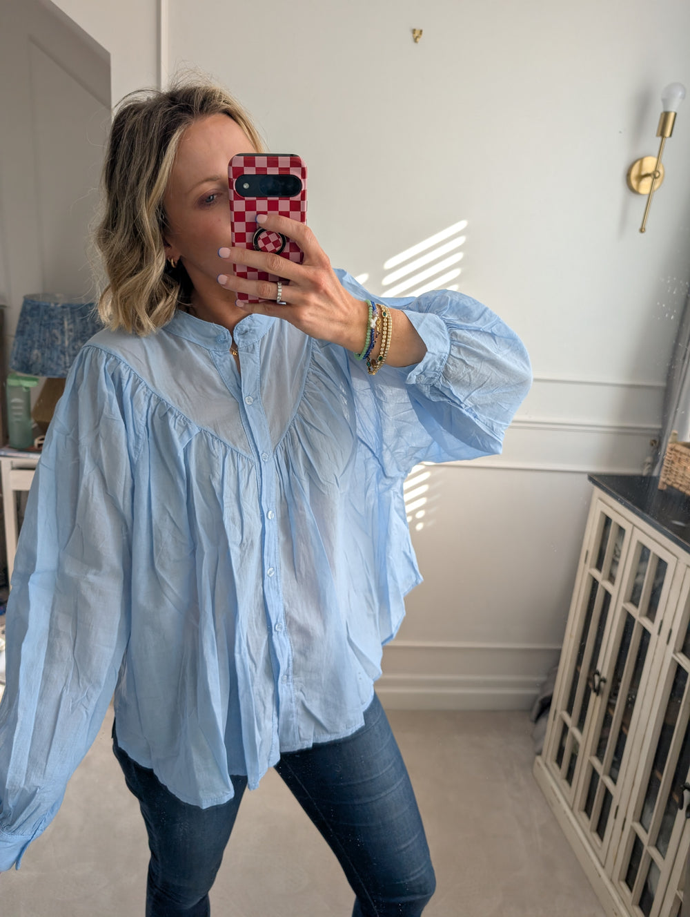 Floaty Button up Blouse Blue-Shirts & Tops-LNH Edit