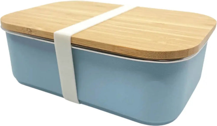 Pre order Stainless steel lunchbox with bamboo lid: Blue