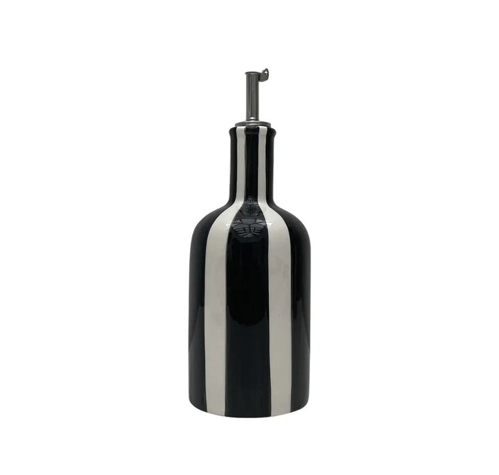 Black striped oil bottle