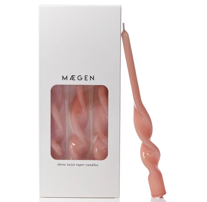 Twisted tapered candles powder pink