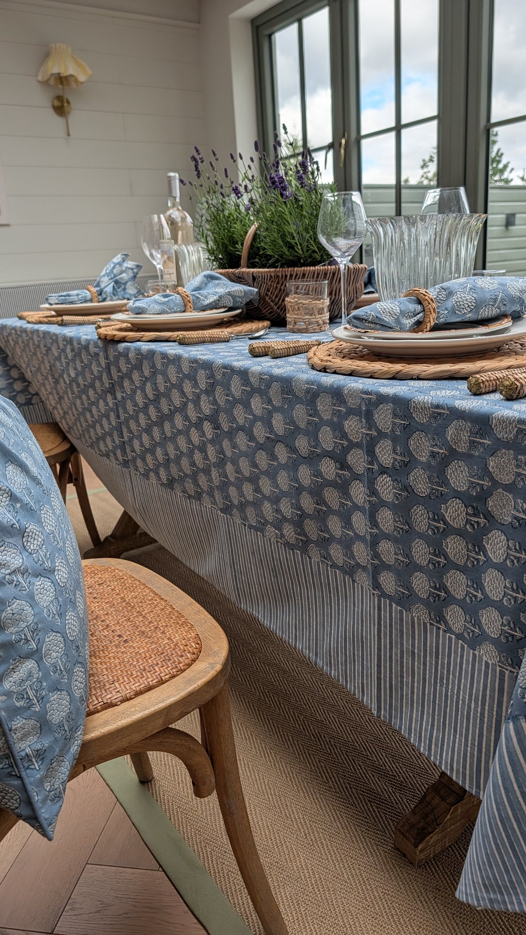 Mona Blue Rectangular Tablecloth