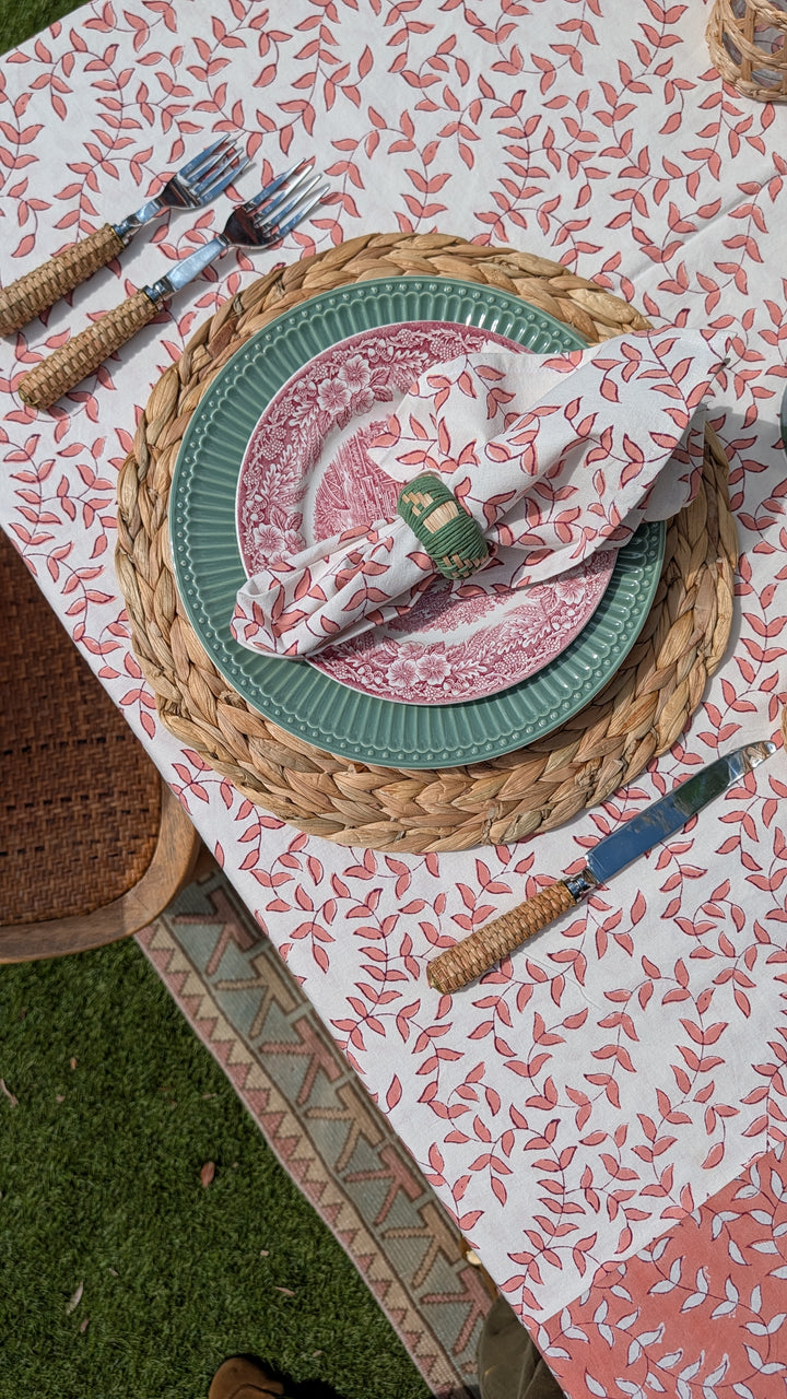 Tally Coral/ White Napkin, Set of 4