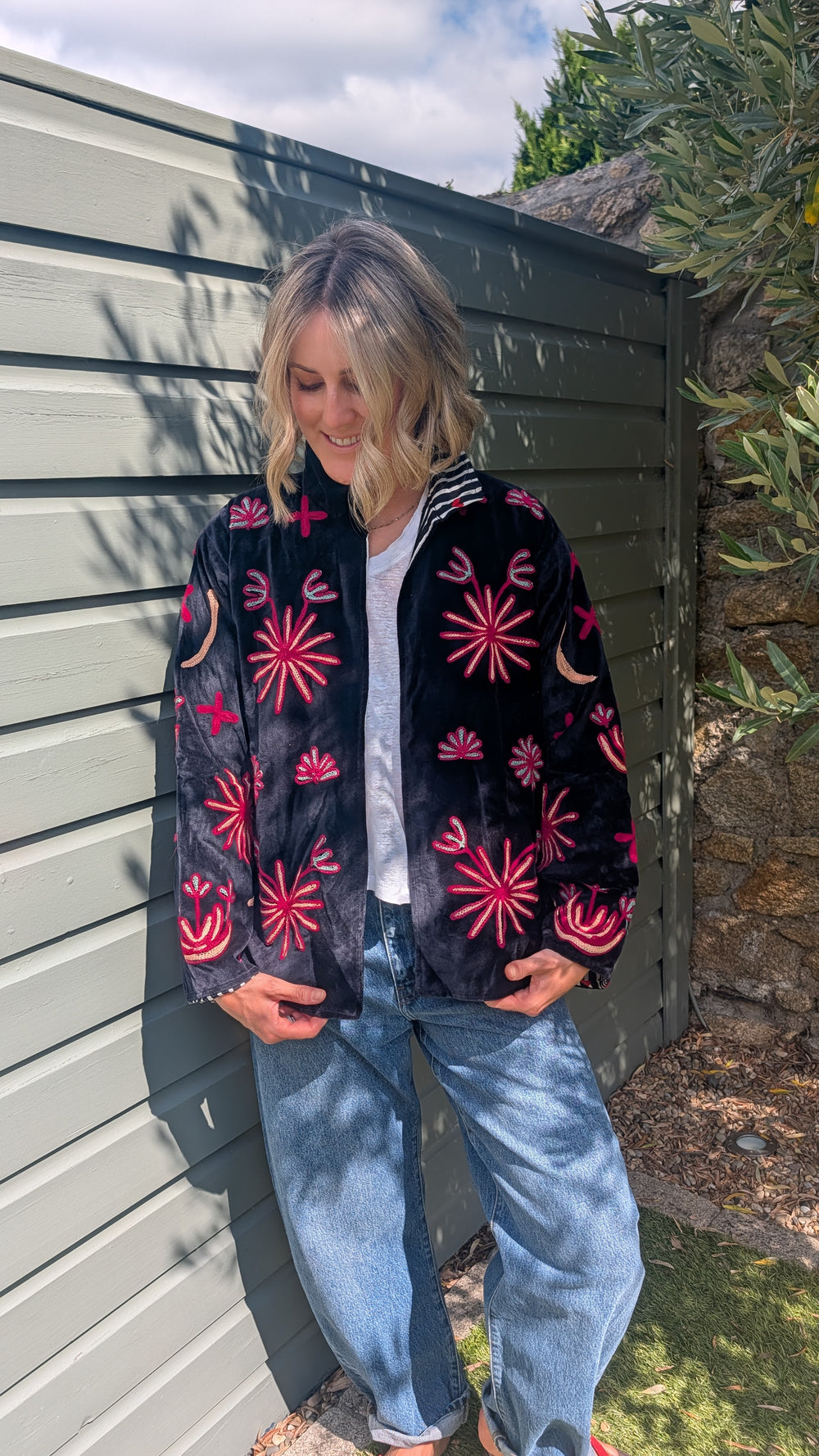 Embroidered Velvet Suzani Jacket | No. 084-Jackets & Coats-LNH Edit