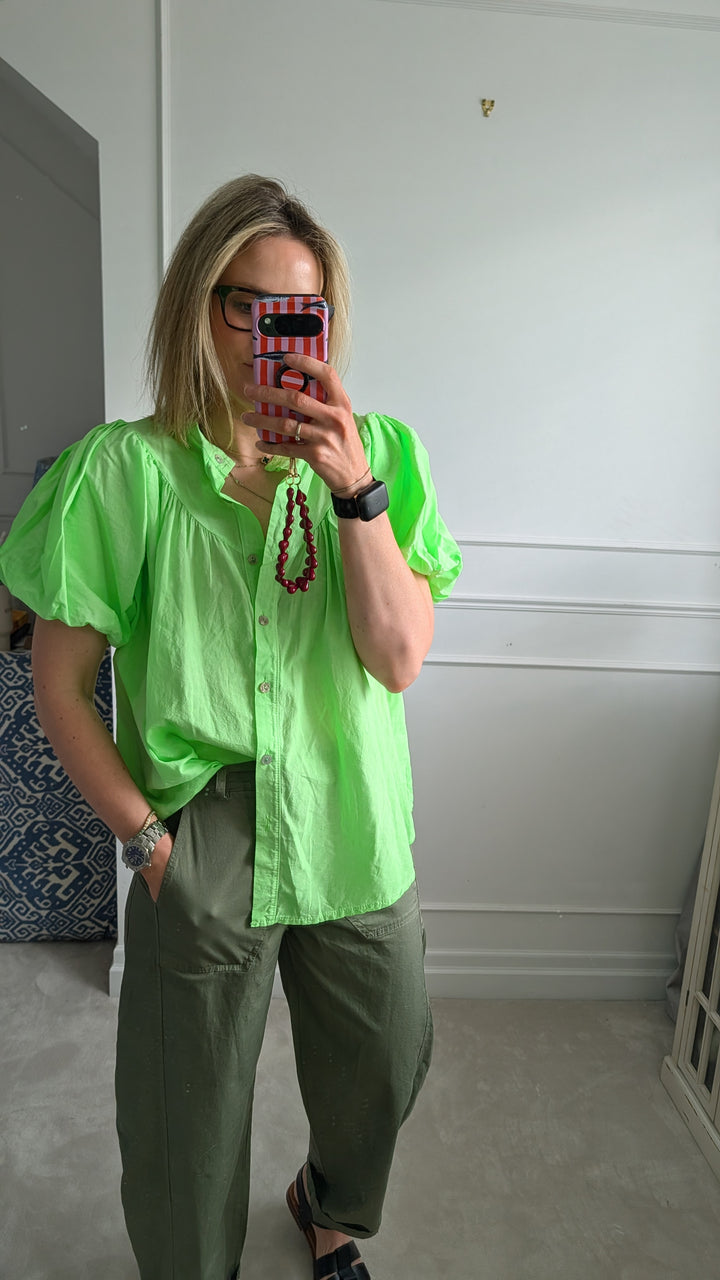 Neon Green Cotton Blouse