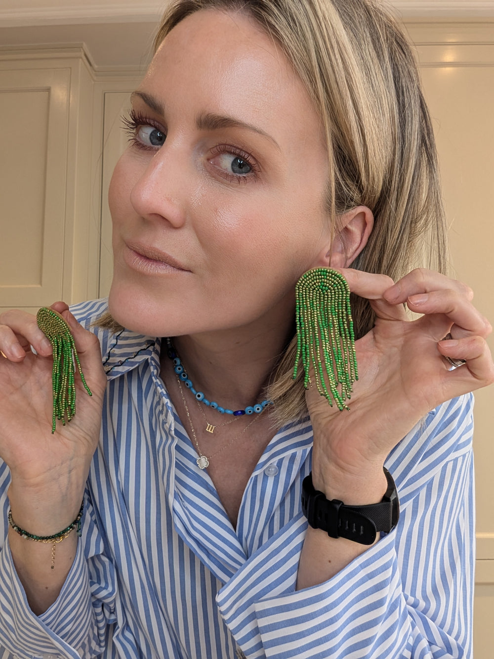 Green Beaded Earrings-Bracelets-LNH Edit
