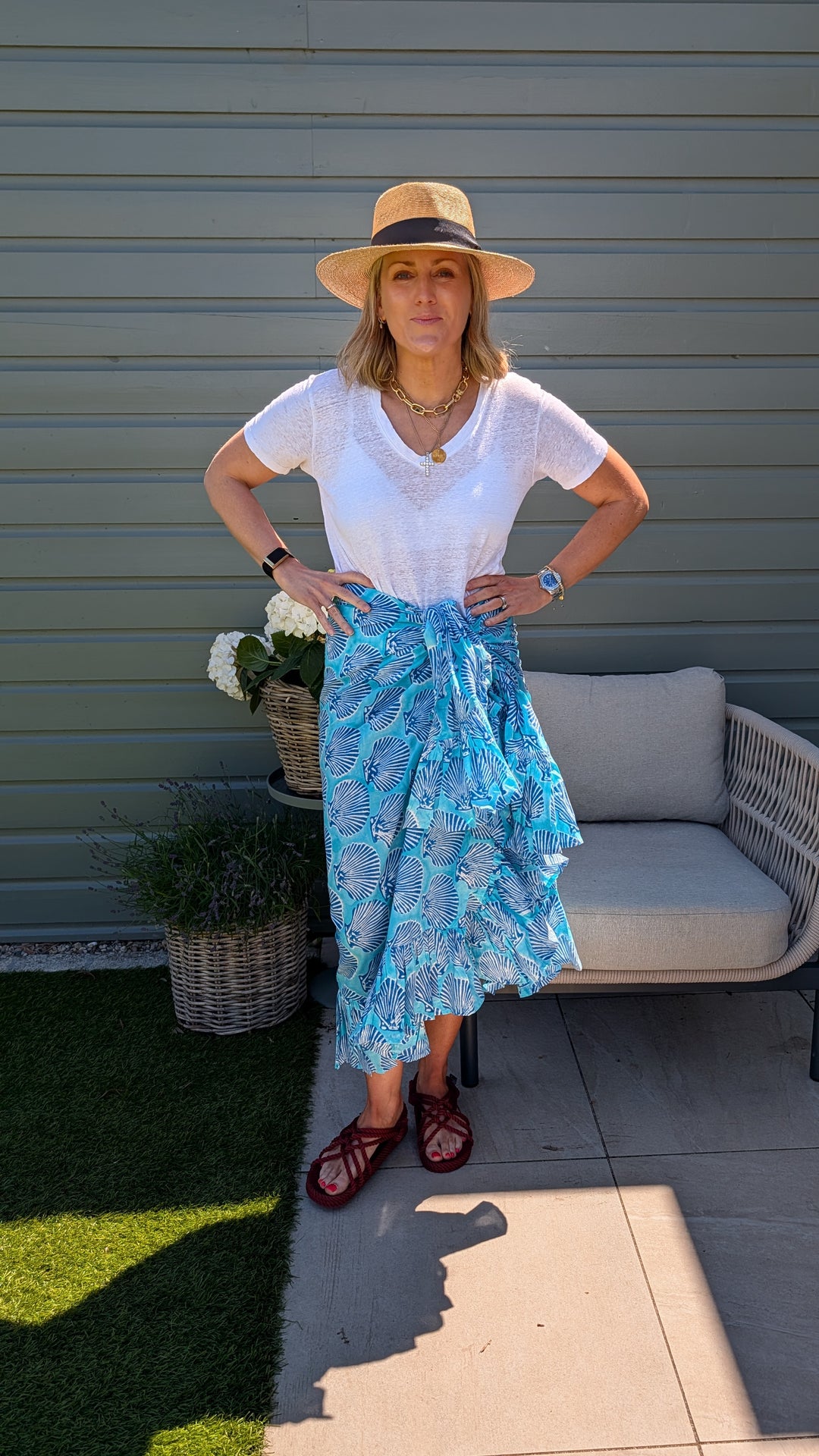 Turquoise Shell Frill Sarong
