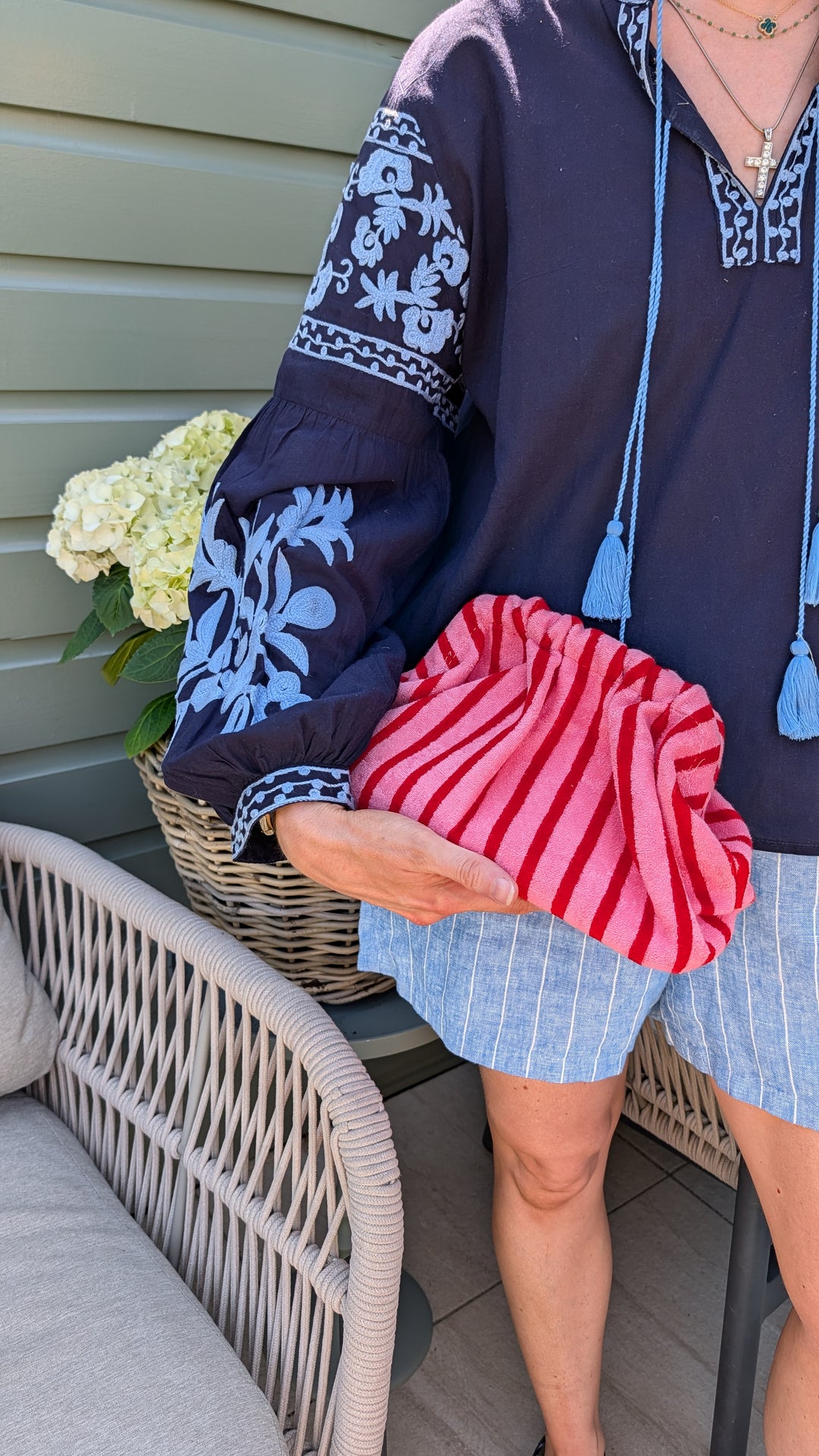 Pink Stripe Clutch Bag