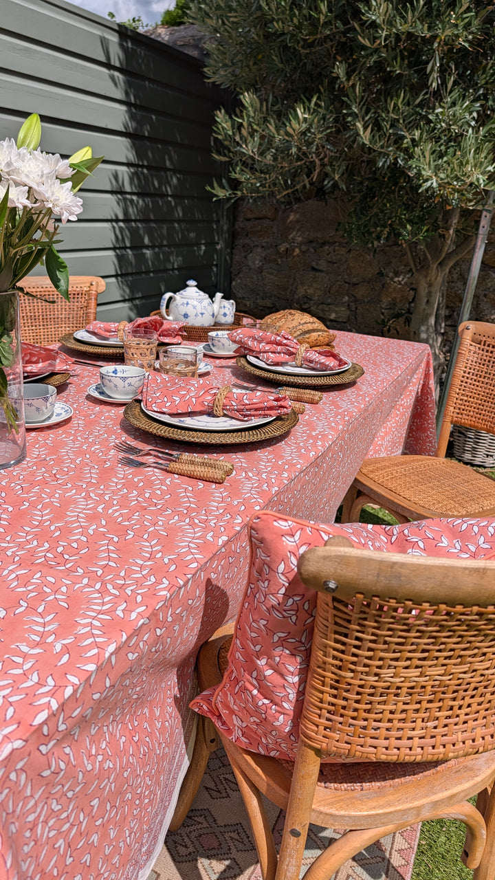 Tally Coral Rectangular Tablecloth