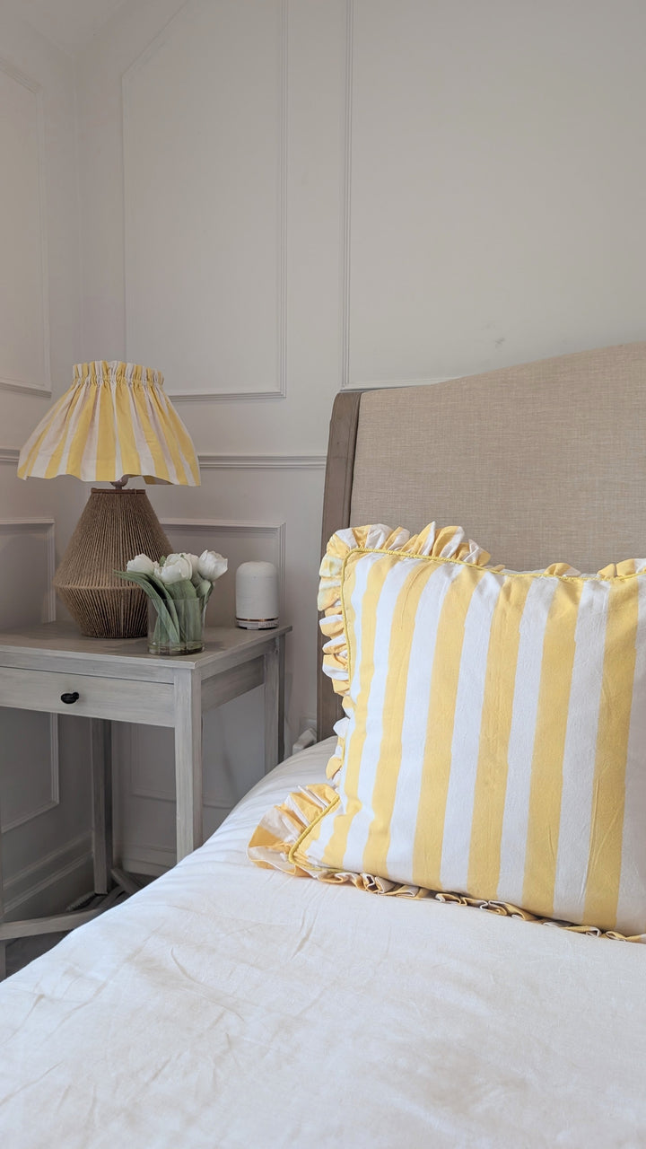 Lemon stripe Frill Cushion Cover