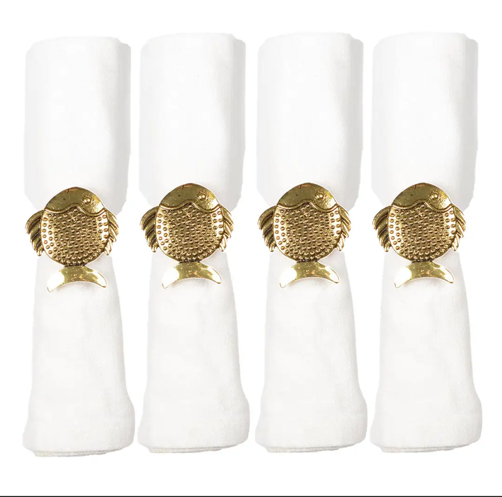 Set of 4 gold fish Napkin Rings-Napkin Rings-LNH Edit