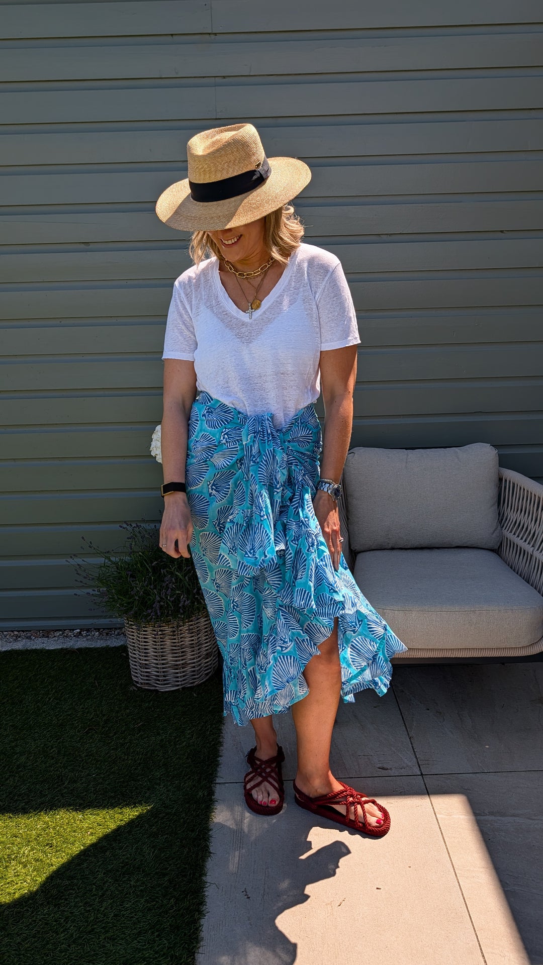 Turquoise Shell Frill Sarong