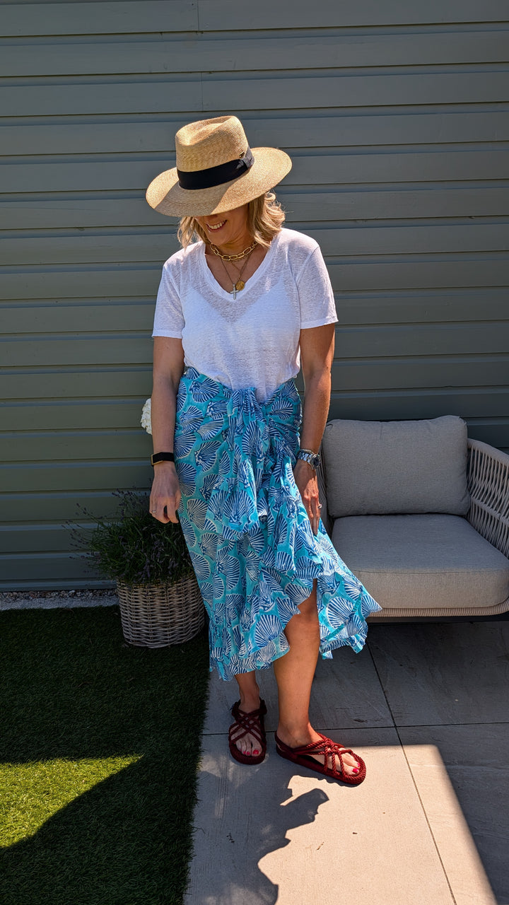 Turquoise Shell Frill Sarong
