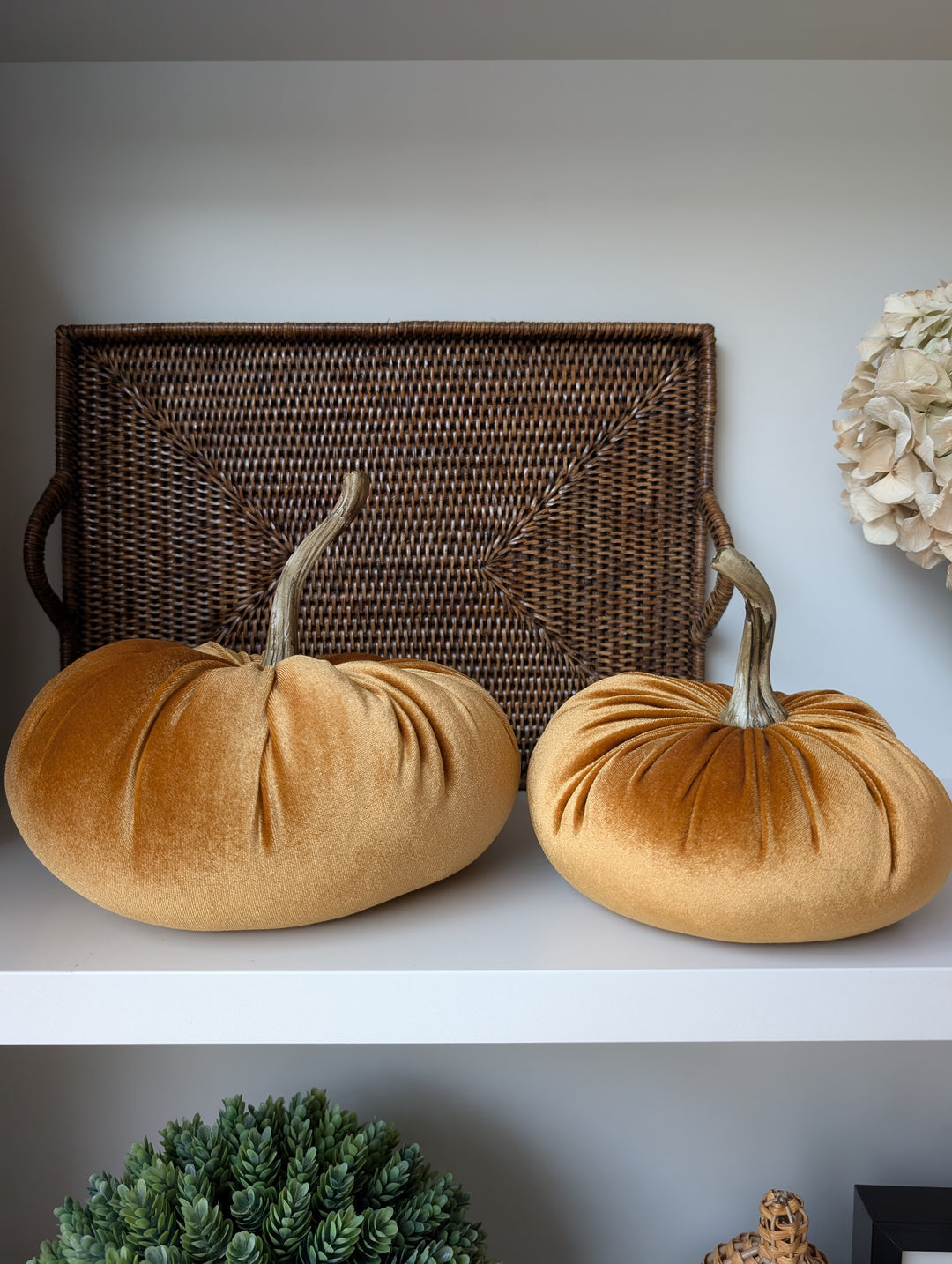 Decorative Velvet Pumpkin Orange 19cm