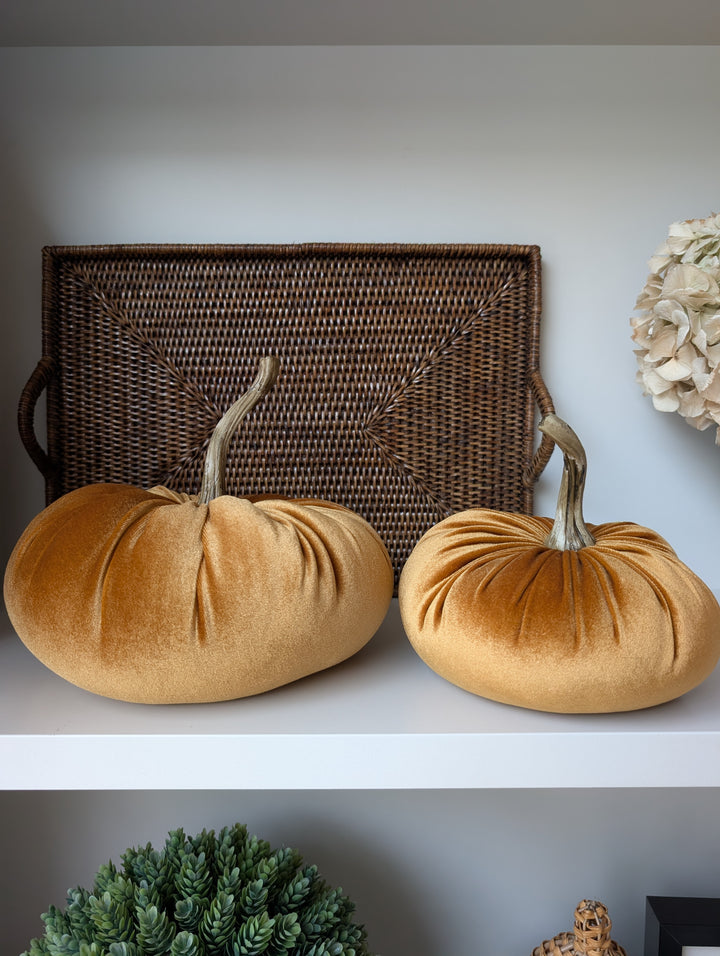Decorative Velvet Pumpkin Orange 19cm