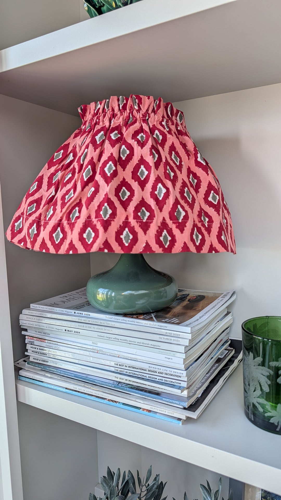 Large Ikat Red Lampshade Cover