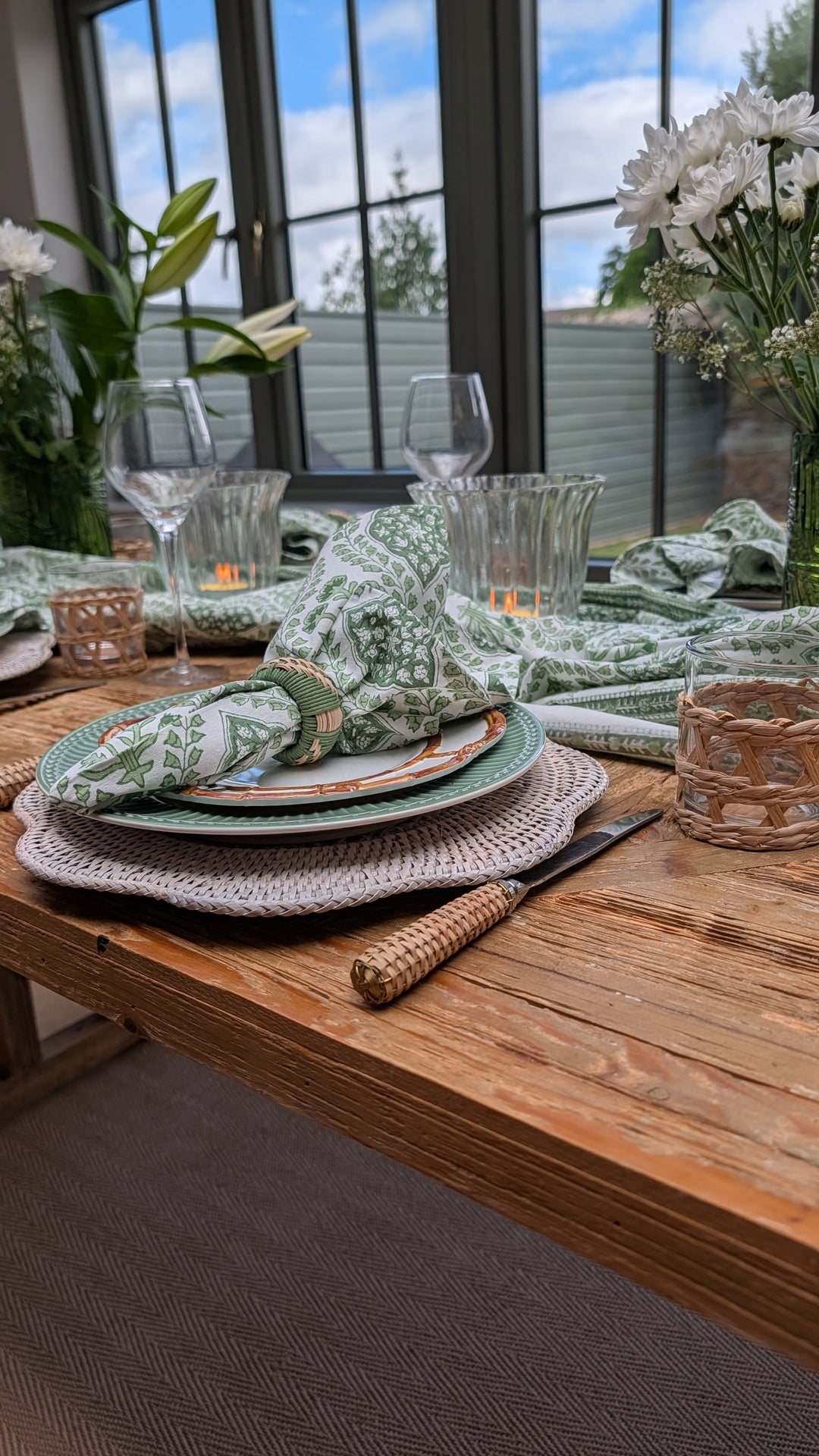 Trellis Green Rectangular Tablecloth