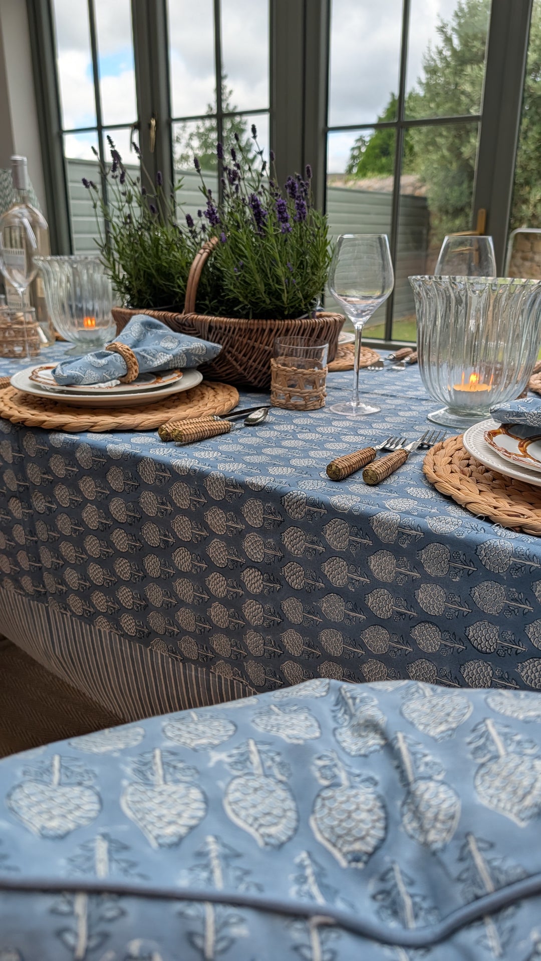Mona Blue Rectangular Tablecloth